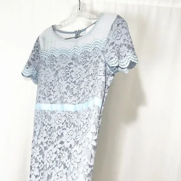 ASOS Maternity Exclusive Lace Bodycon Dress With Ribbon Detail Blue size 8 - Picture 2 of 10